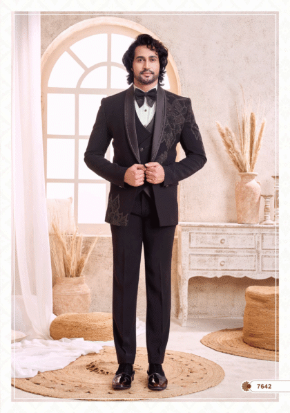 Men’s purple suit with intricate embroidery perfect for wedding, party, and formal occasions from ShubhVivah Showroom