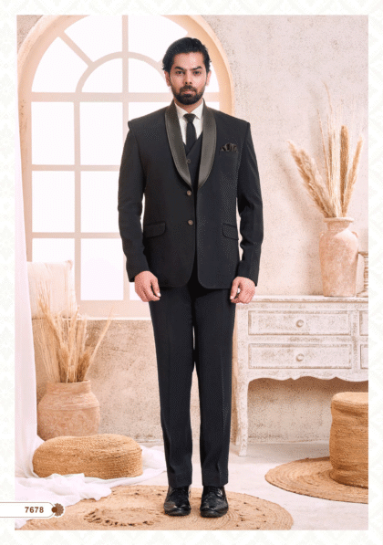 Men’s blue suit, perfect for wedding, party, and formal occasions from ShubhVivah Showroom